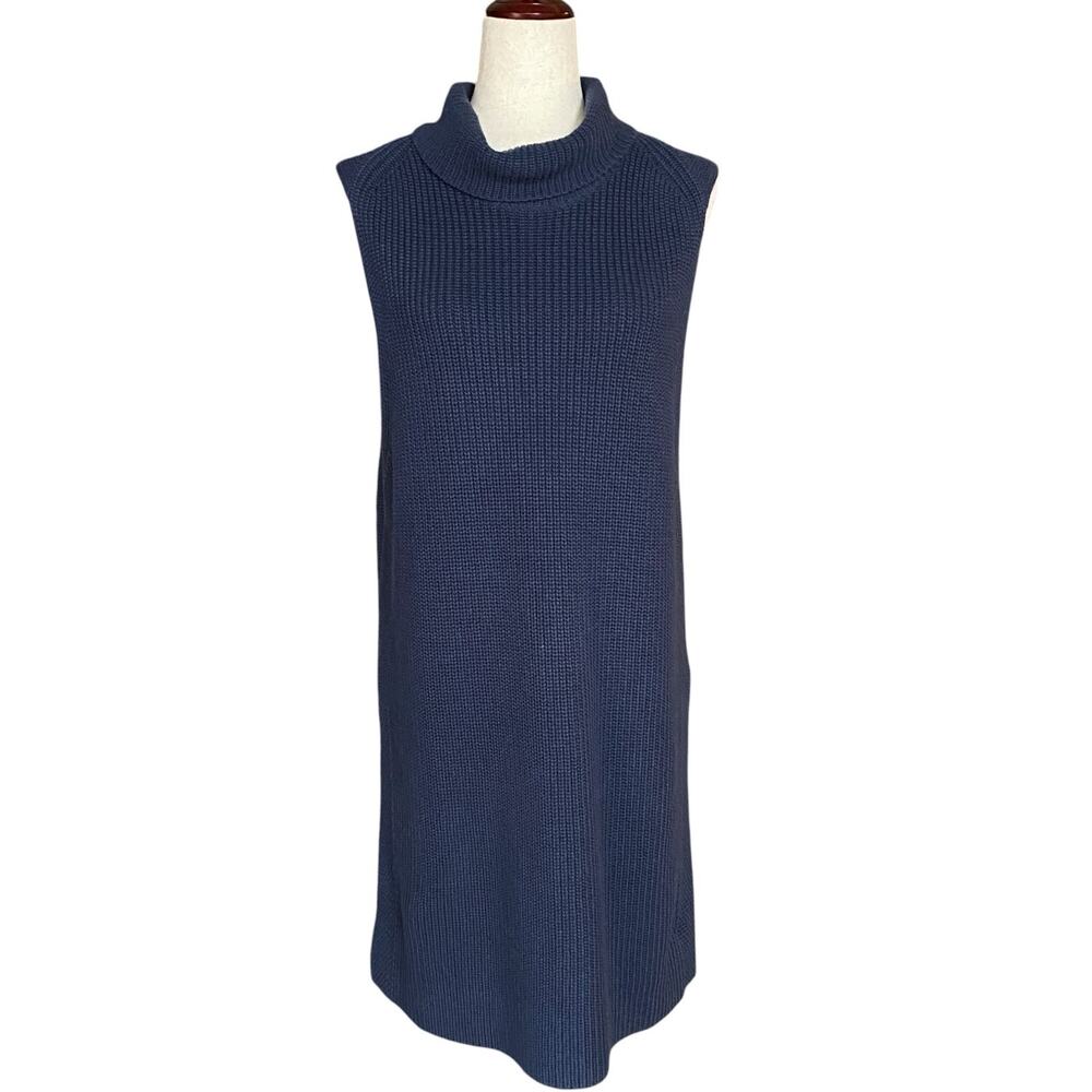 Pendleton Cotton Cashmere Cowl Neck Knit Sleeveless Sweater Tunic Womens XL Navy
